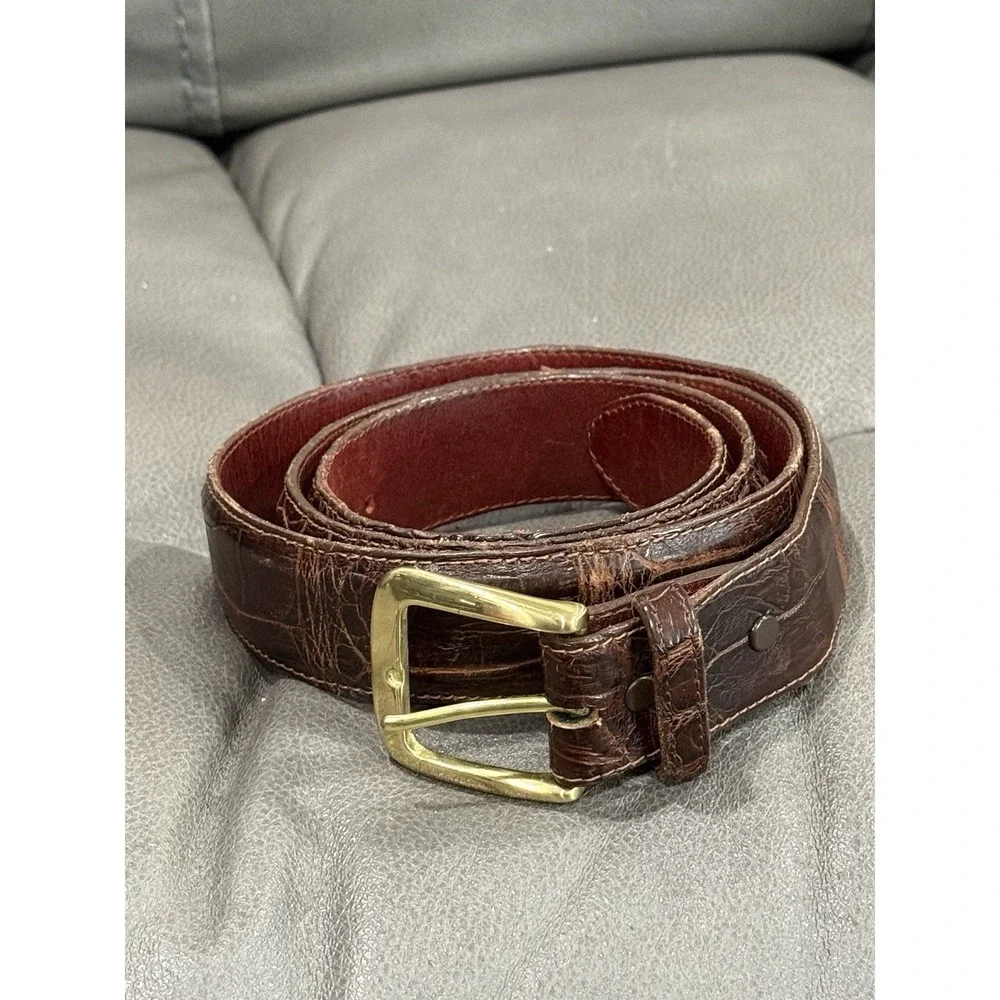 Genuine Brown Alligator Belt by Kinnamon Lakeland, Florida Hand Crafted In USA‎